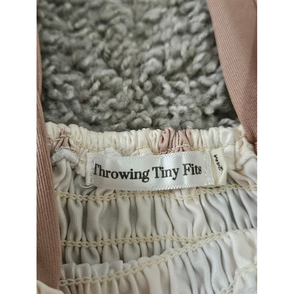 Throwing Tiny Fits Toddler Girls Smocked Two Piece Swimsuit Mauve Cream 18-24m — image 2 of 4